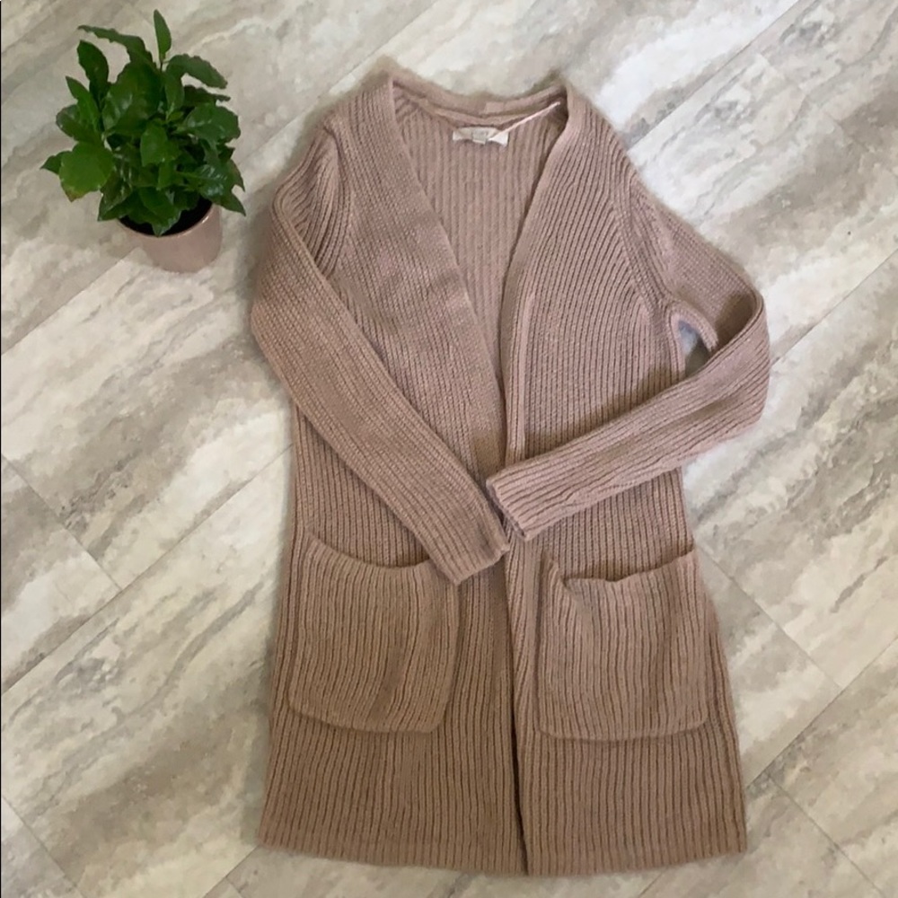 LOFT Blush Knit Long Cardigan